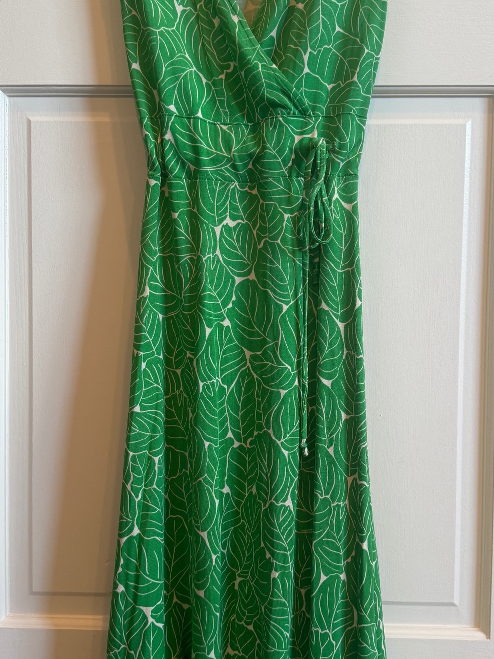 Diane Von Furstenberg Green Leaf-Print Montana Faux Silk Wrap Dress